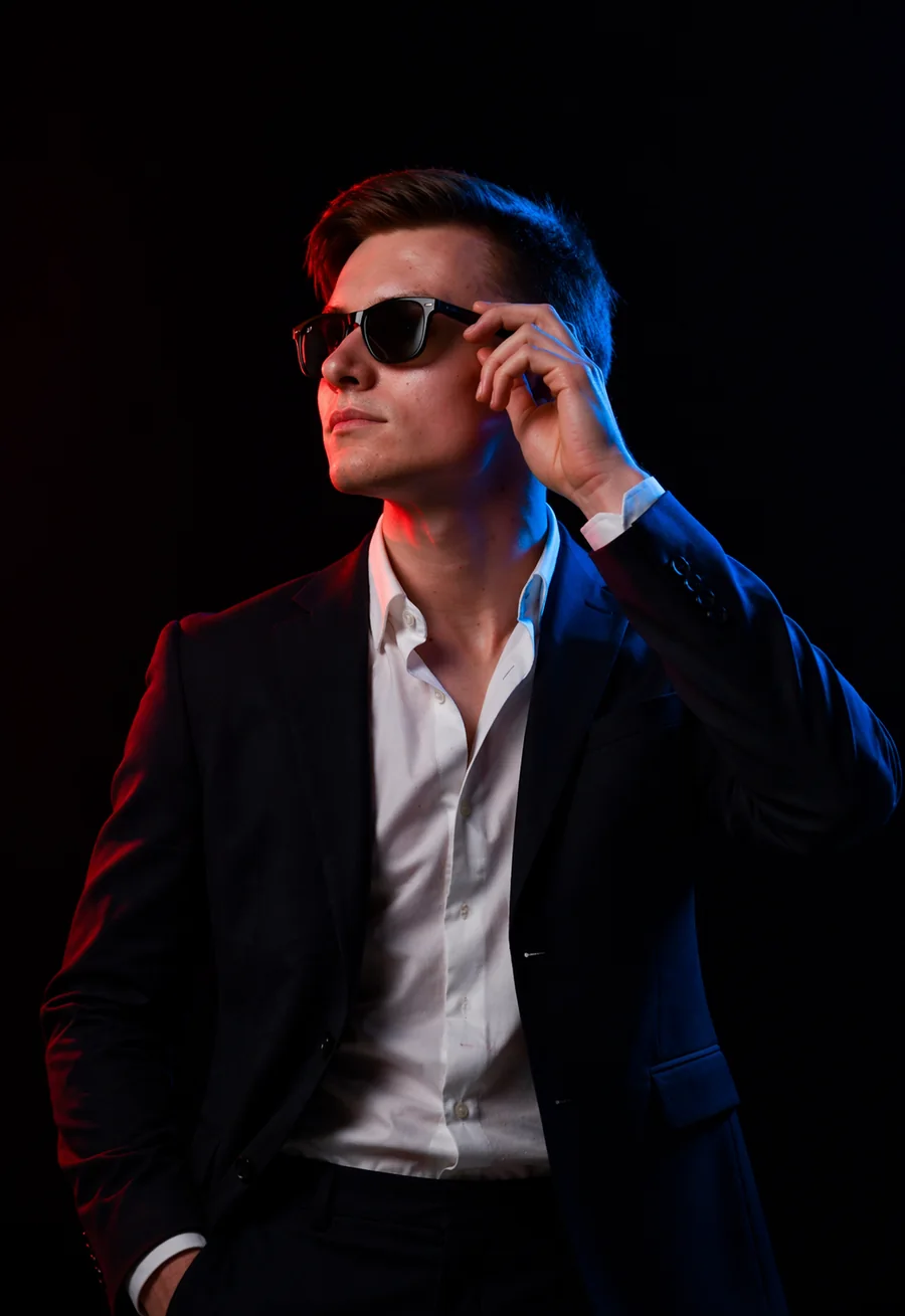 Dual Tone Red & Blue Suit Portrait (Boy)