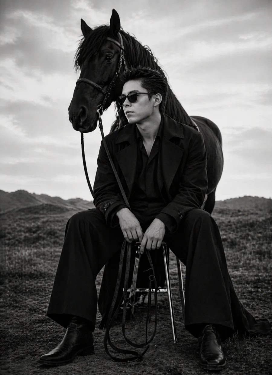Fashion Editorial with Horse (Boy)