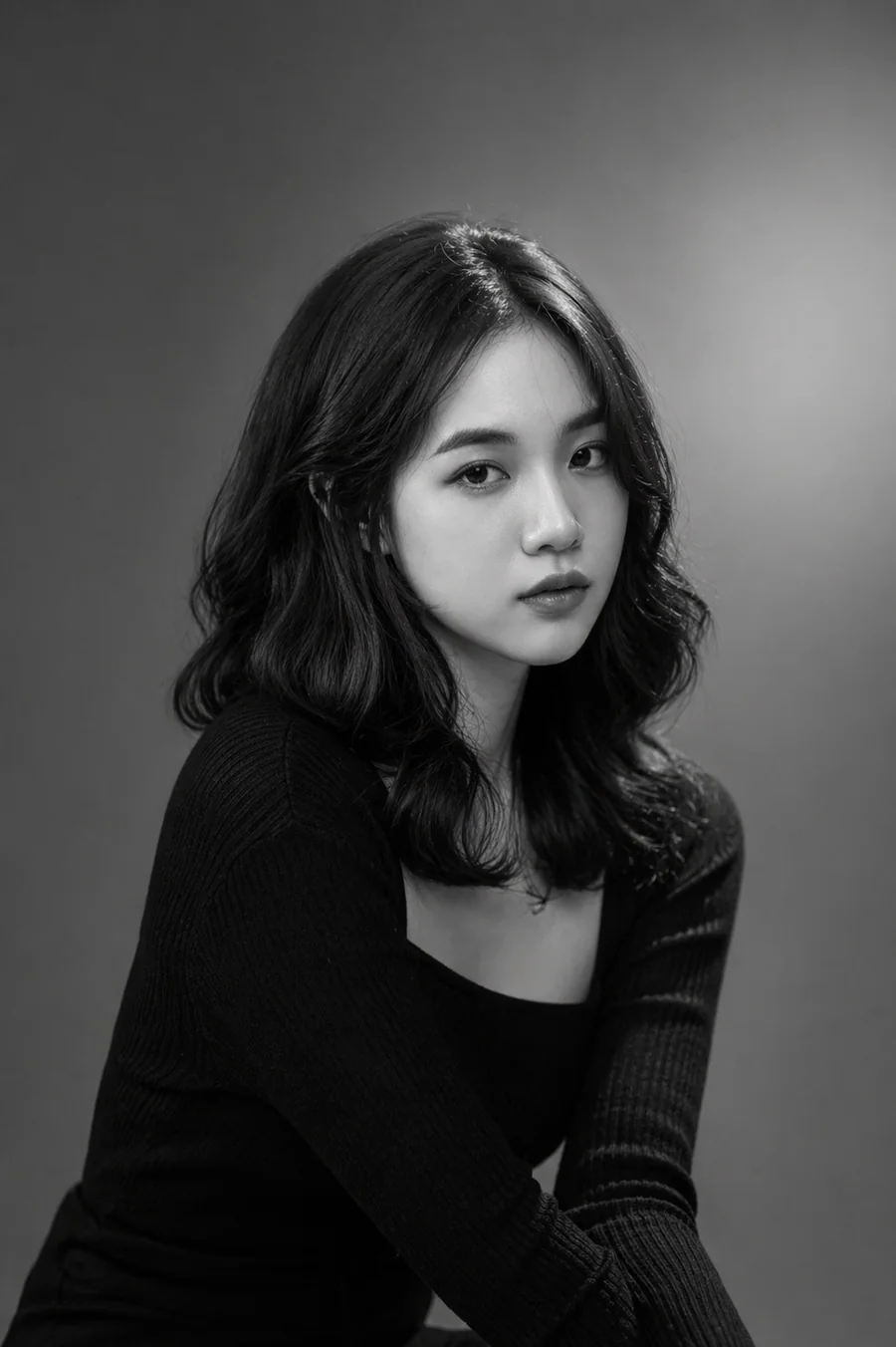 Clean Studio B&W Editorial (Girl)