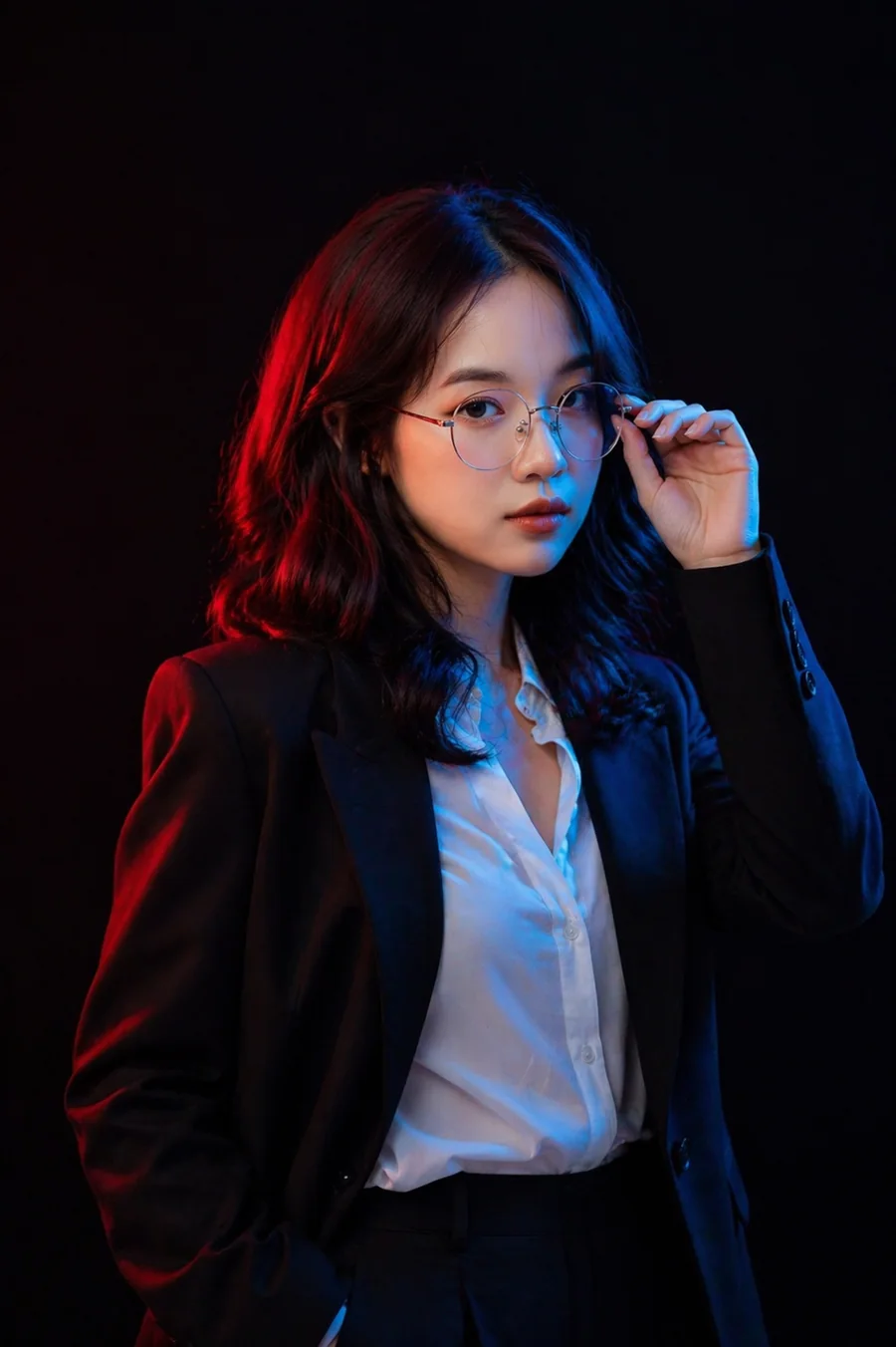 Dual Tone Red & Blue Suit Portrait (Girl)